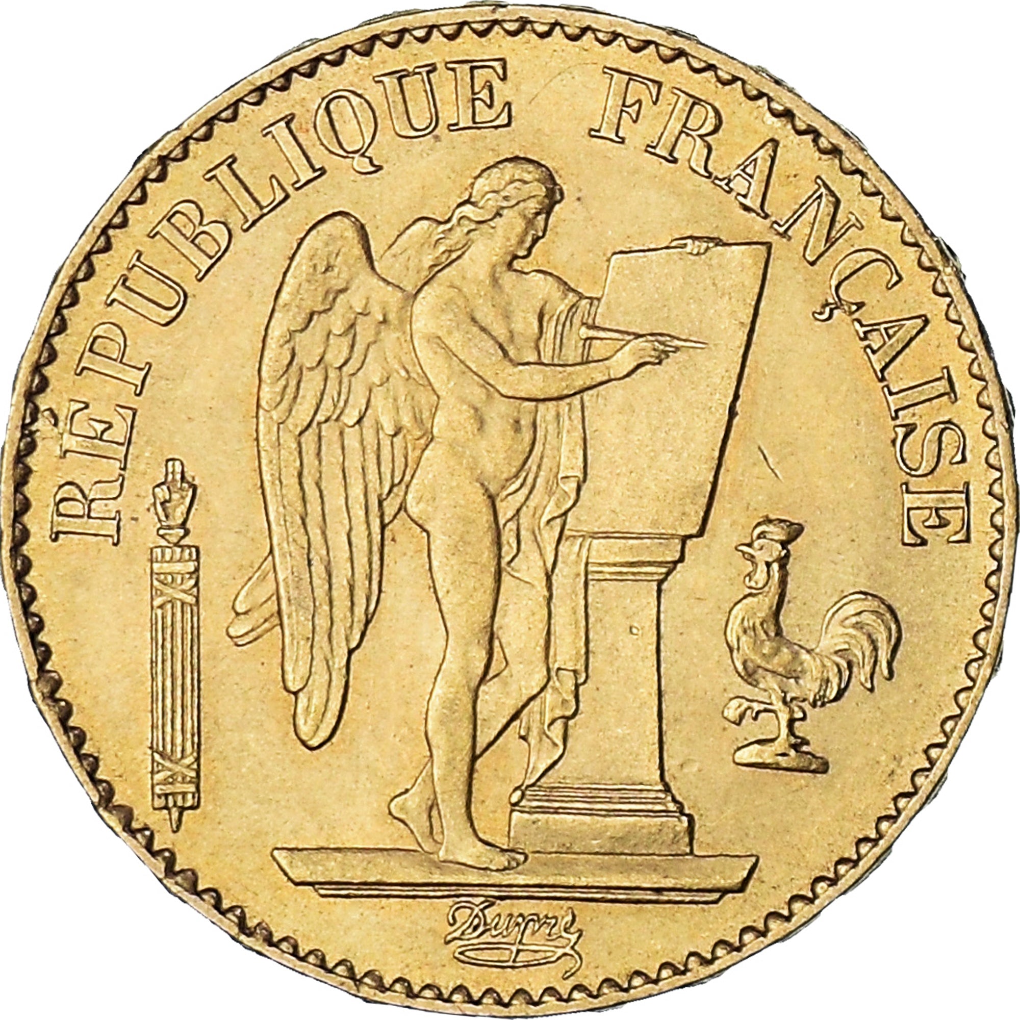 Moeda, França, Génie, 20 Francs, 1886, Paris, MS(63), Dourado, KM:825