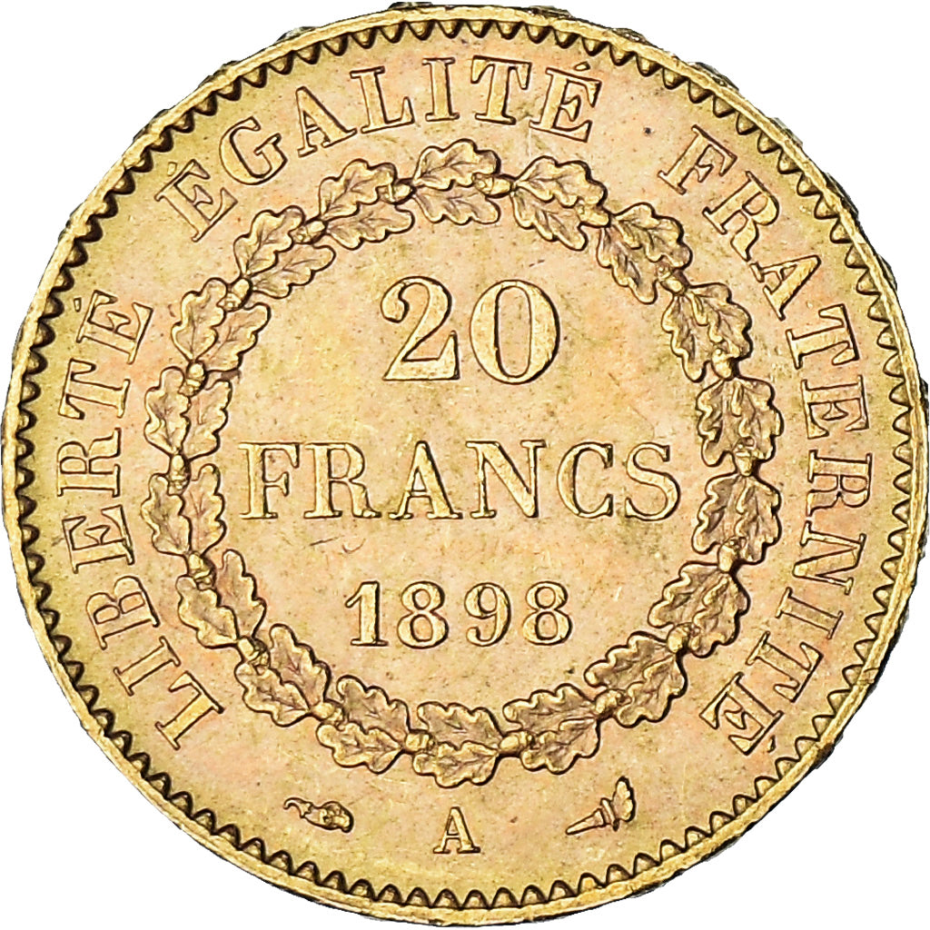Münze, Frankreich, Génie, 20 Francs, 1898, Paris, VZ, Gold, KM:825