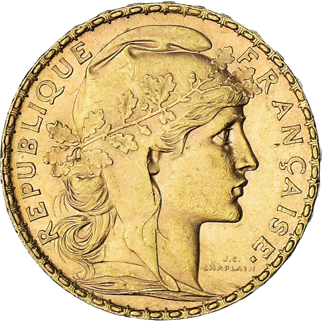 Coin, France, Marianne, 20 Francs, 1906, Paris, Coq, AU(55-58), Gold, KM:847