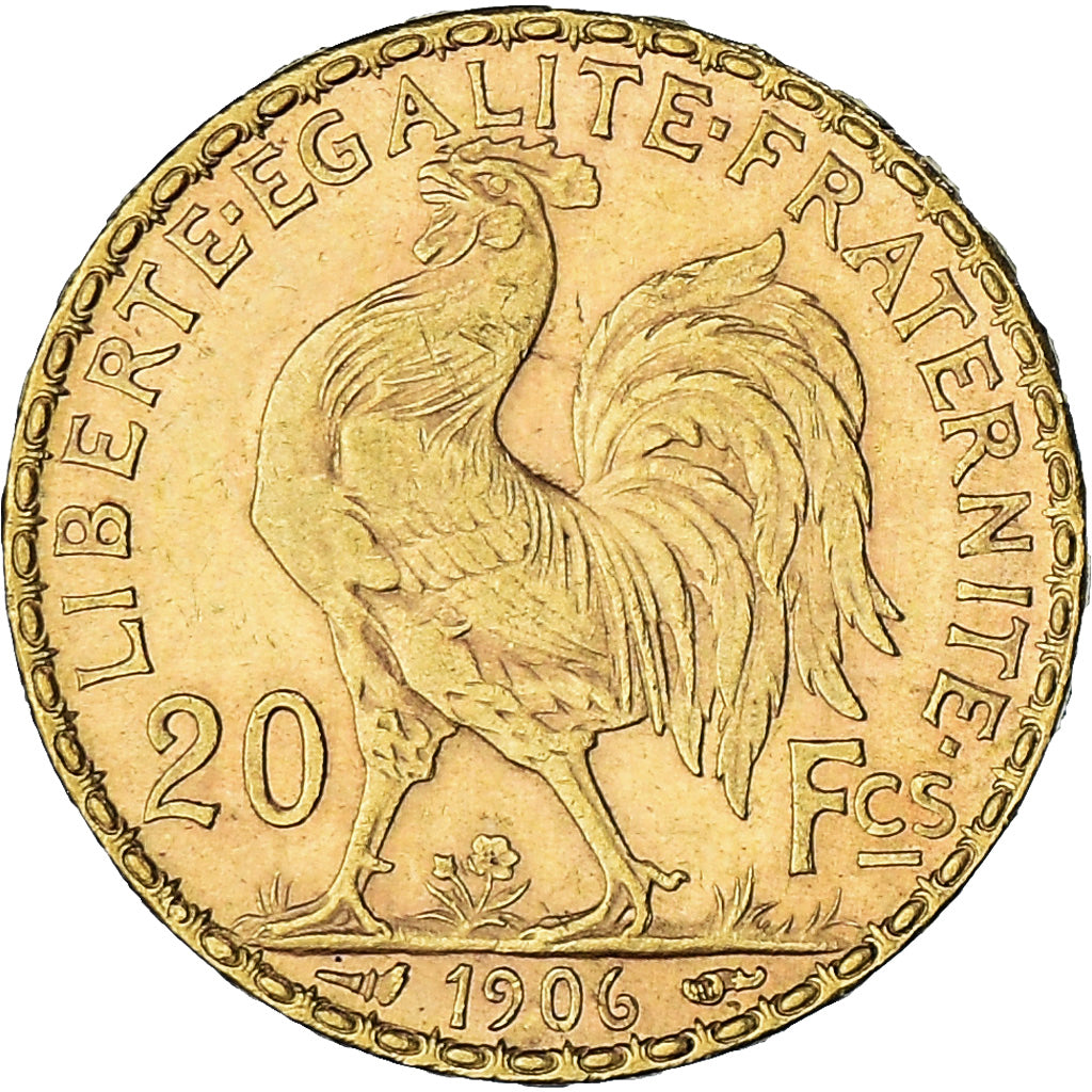 Coin, France, Marianne, 20 Francs, 1906, Paris, Coq, AU(55-58), Gold, KM:847