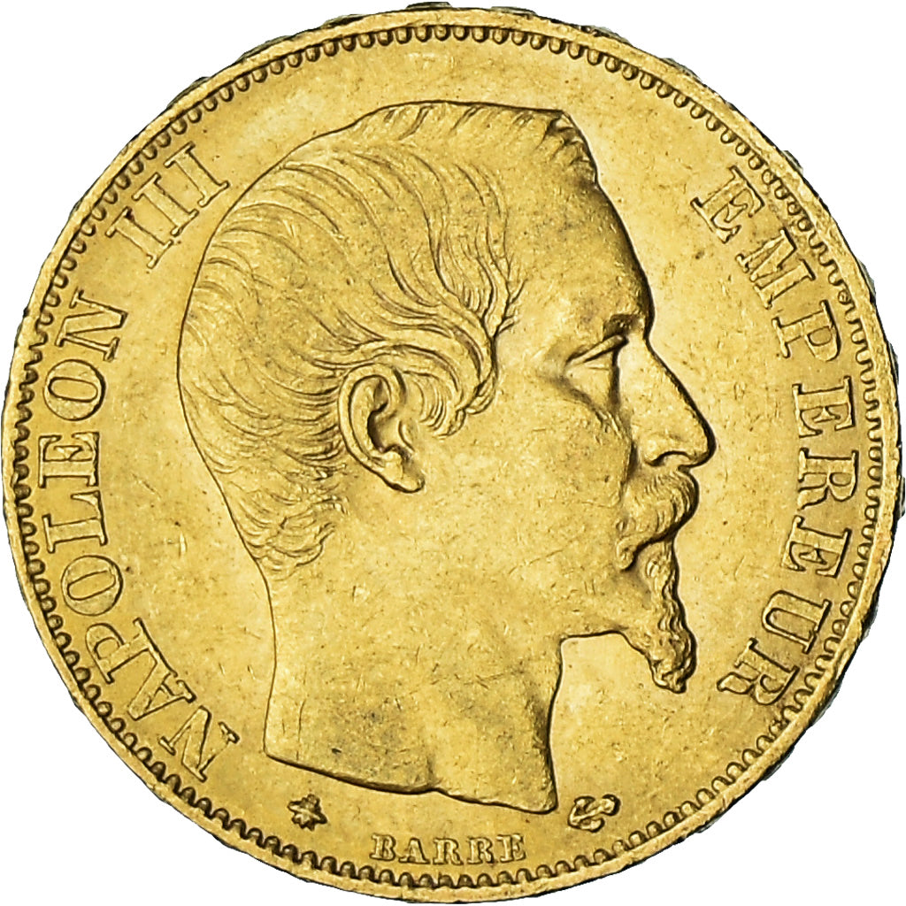 Moneda, Francia, Napoleon III, 20 Francs, 1859, Strasbourg, MBC, Oro, KM:781.2
