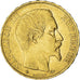Moneda, Francia, Napoleon III, 20 Francs, 1859, Strasbourg, MBC, Oro, KM:781.2