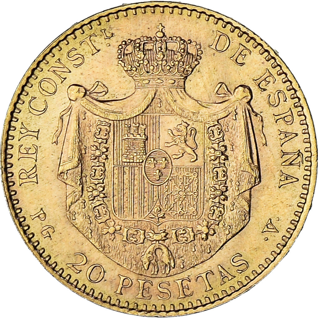 Munten, Spanje, Alfonso XIII, 20 Pesetas, 1887 (1962), Madrid, UNC, Goud, KM:693
