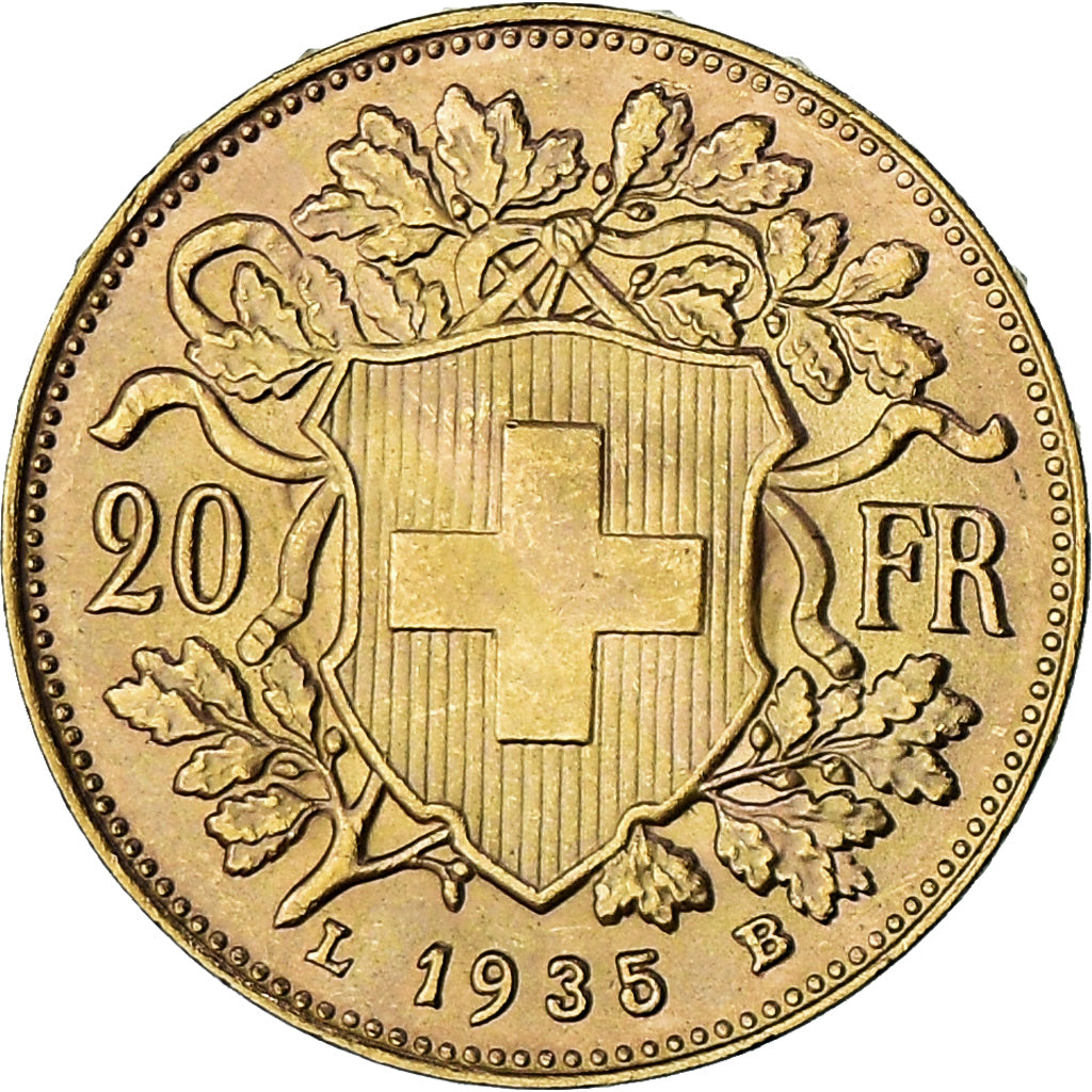 Moneda, Suiza, 20 Francs, 1935, Bern, EBC+, Oro, KM:35.1