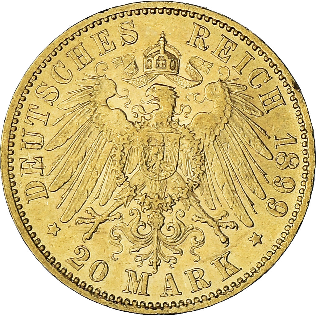 Moneta, Stati tedeschi, PRUSSIA, Wilhelm II, 20 Mark, 1899, Berlin, SPL, Oro