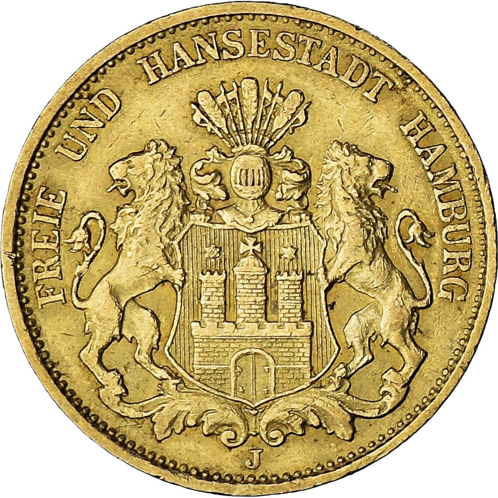 Coin, German States, HAMBURG, 20 Mark, 1899, Hamburg, EF(40-45), Gold, KM:618