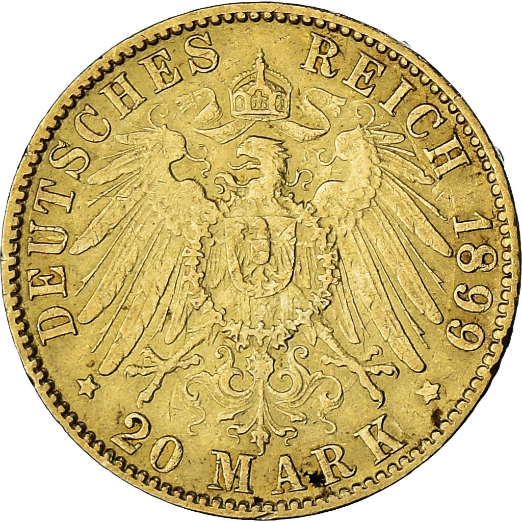 Coin, German States, HAMBURG, 20 Mark, 1899, Hamburg, EF(40-45), Gold, KM:618