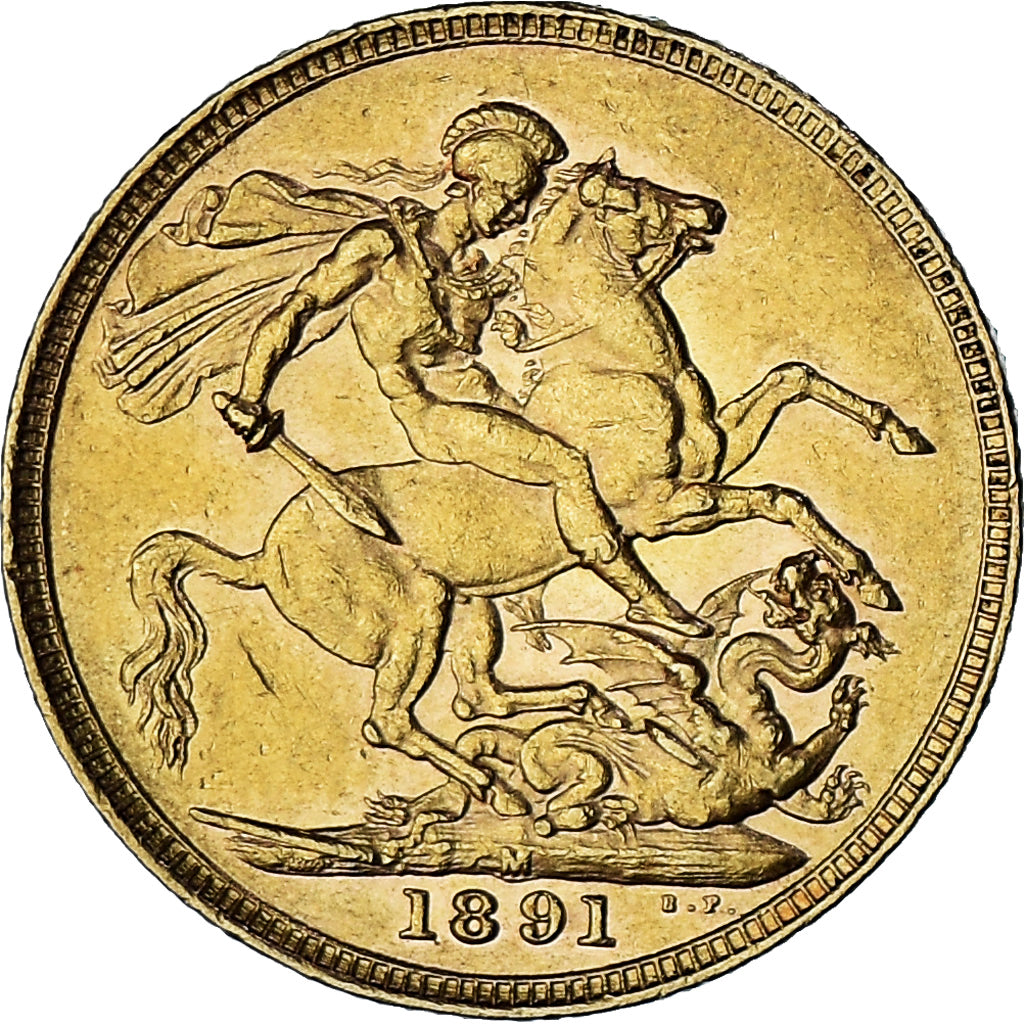 Moeda, Austrália, Victoria, Sovereign, 1891, Melbourne, AU(50-53), Dourado