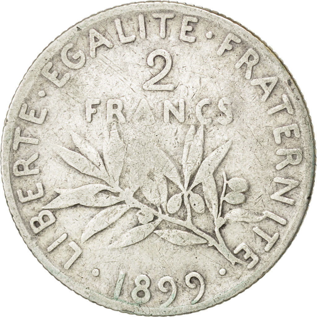 Moneta, Francia, Semeuse, 2 Francs, 1899, MB+, Argento, KM:845.1, Gadoury:532