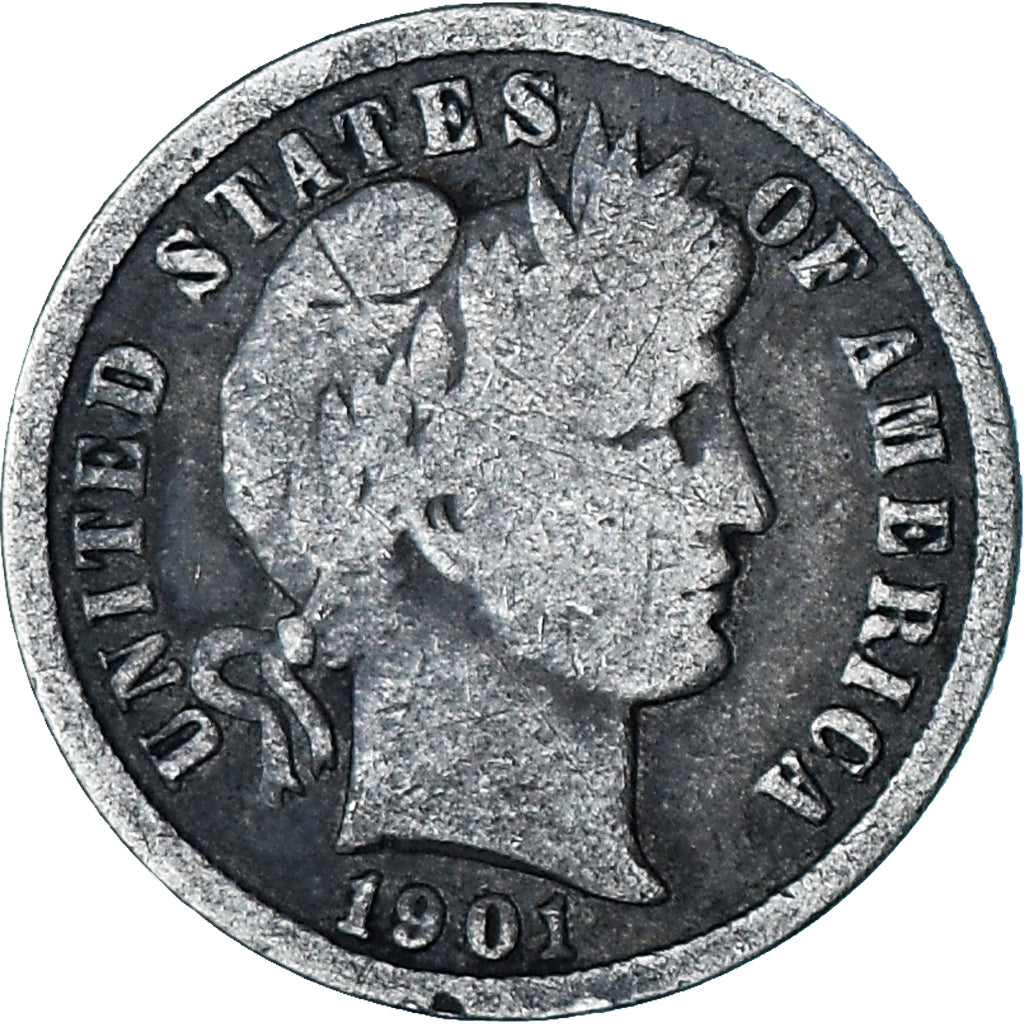 Estados Unidos, Barber Dime, Dime, 1901, Philadelphia, BC, Plata, KM:113