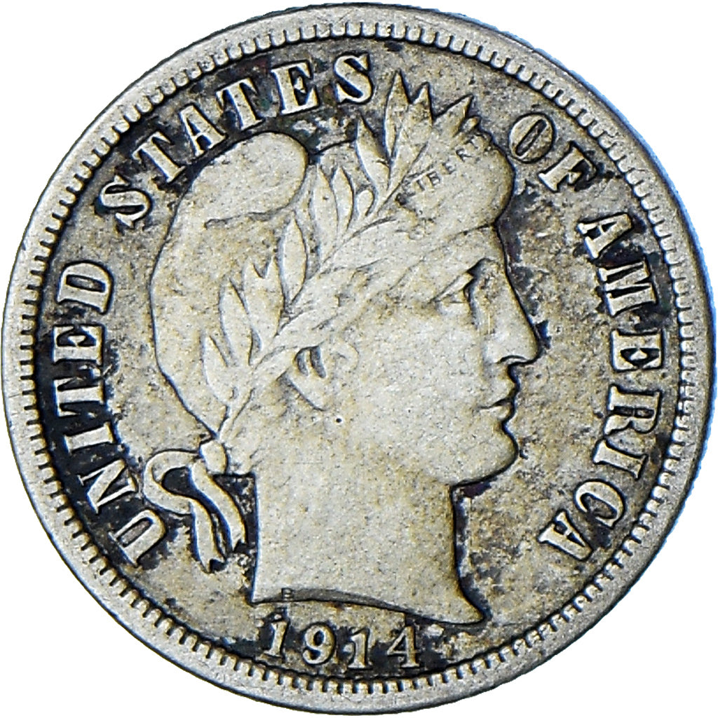 Stati Uniti, Barber Dime, Dime, 1914, Philadelphia, MB+, Argento, KM:113