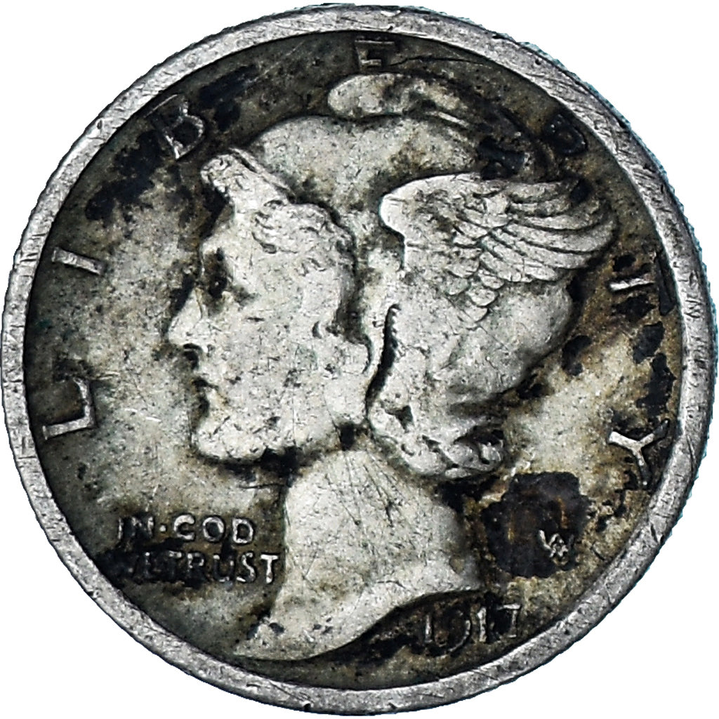 Vereinigte Staaten, Mercury Dime, Dime, 1917, Philadelphia, S, Silber, KM:140