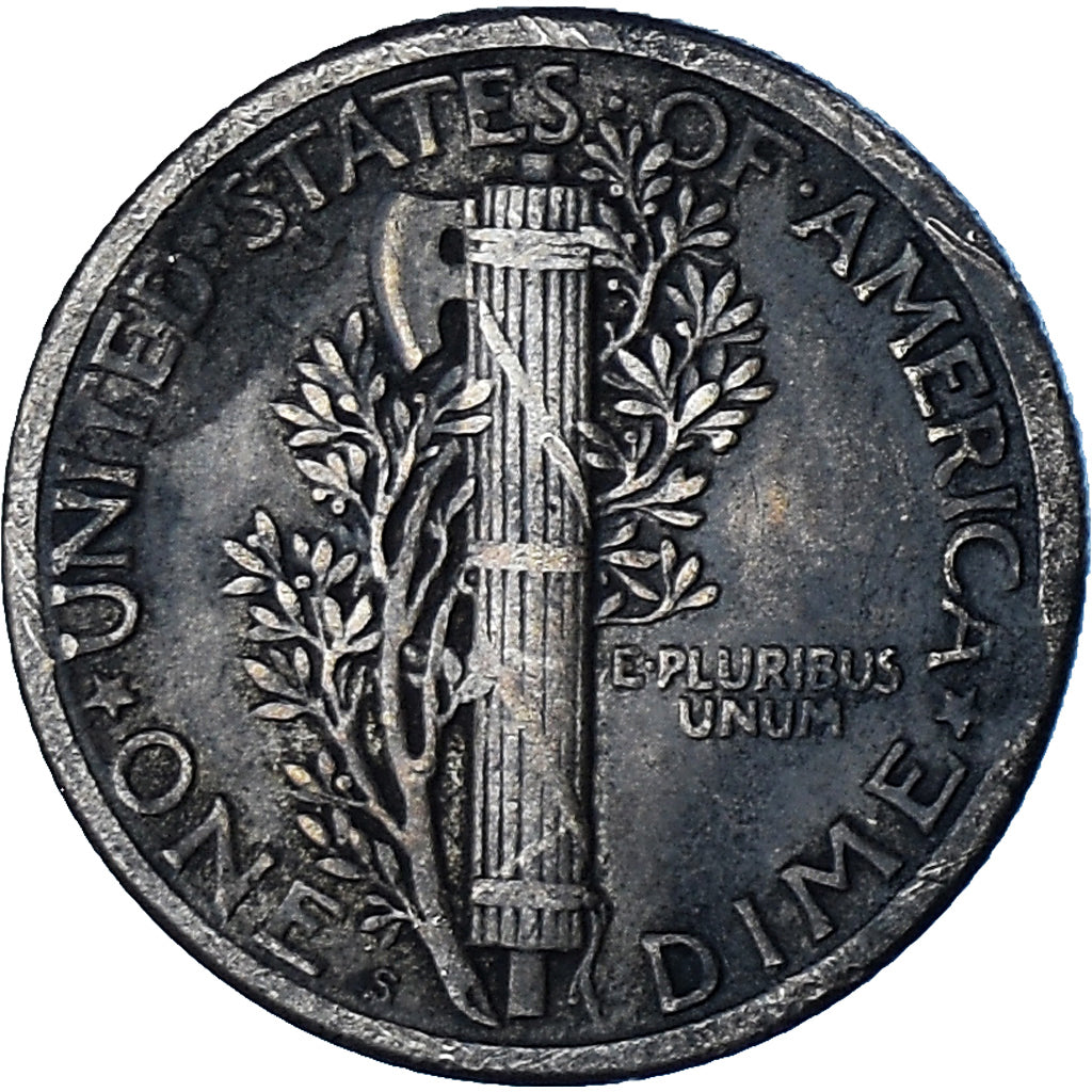 Verenigde Staten, Mercury Dime, Dime, 1917, San Francisco, FR+, Zilver, KM:140