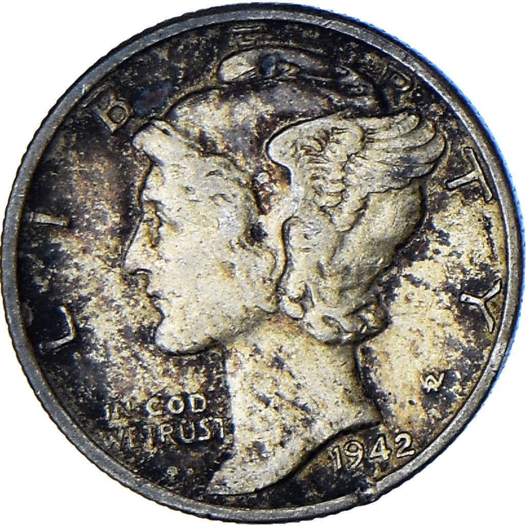 États-Unis, Mercury Dime, Dime, 1942, Philadelphie, TTB, Argent, KM:140