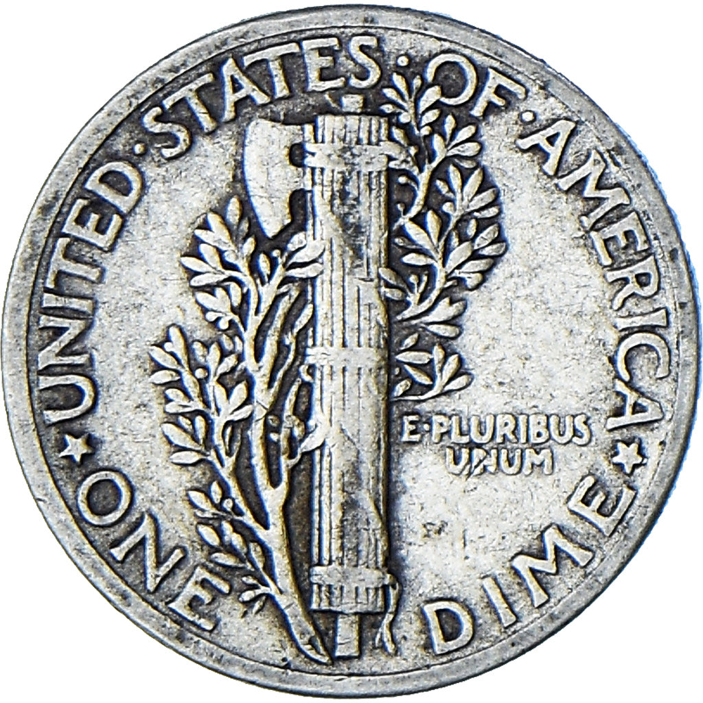 Vereinigte Staaten, Mercury Dime, Dime, 1943, Philadelphia, S+, Silber, KM:140