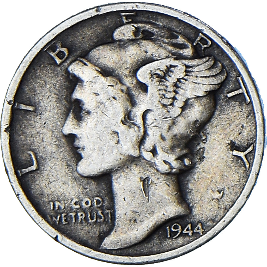United States, Mercury Dime, Dime, 1944, San Francisco, VF(30-35), Silver