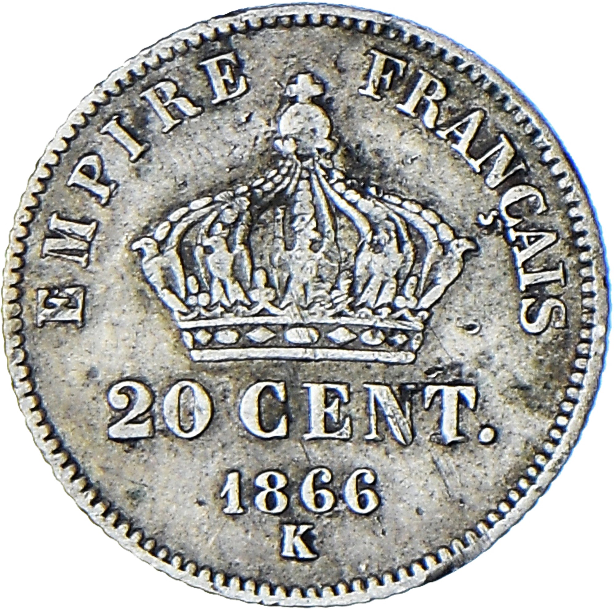 Coin, France, Napoleon III, 20 Centimes, 1866, Bordeaux, VF(30-35), Silver