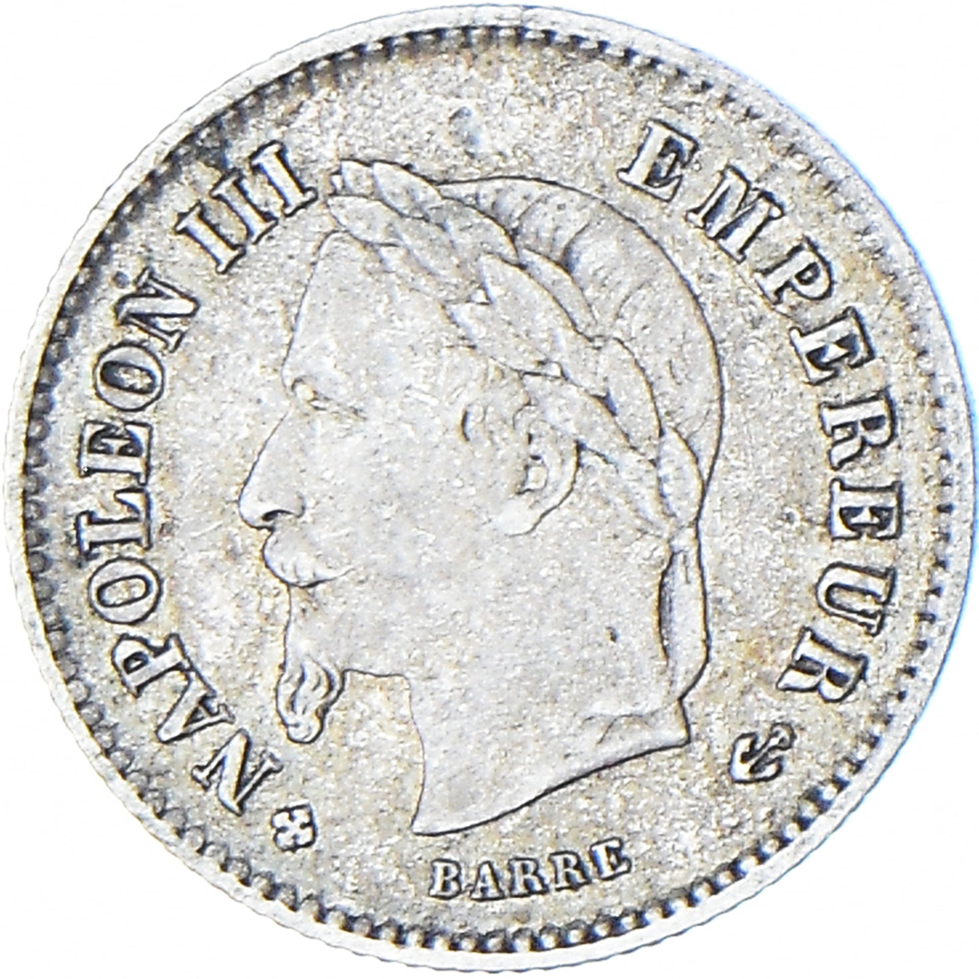 Moneda, Francia, Napoleon III, 20 Centimes, 1867, Strasbourg, BC+, Plata
