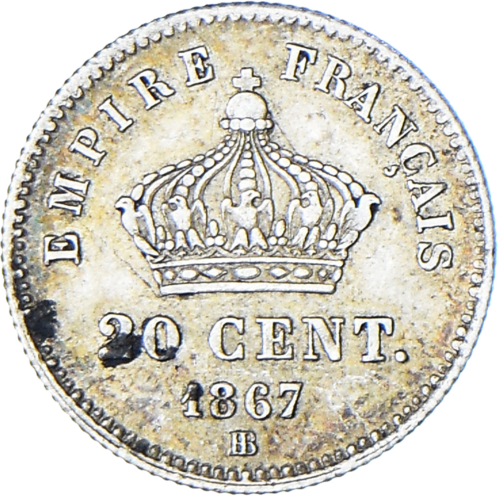 Monnaie, France, Napoleon III, 20 Centimes, 1867, Strasbourg, TTB, Argent