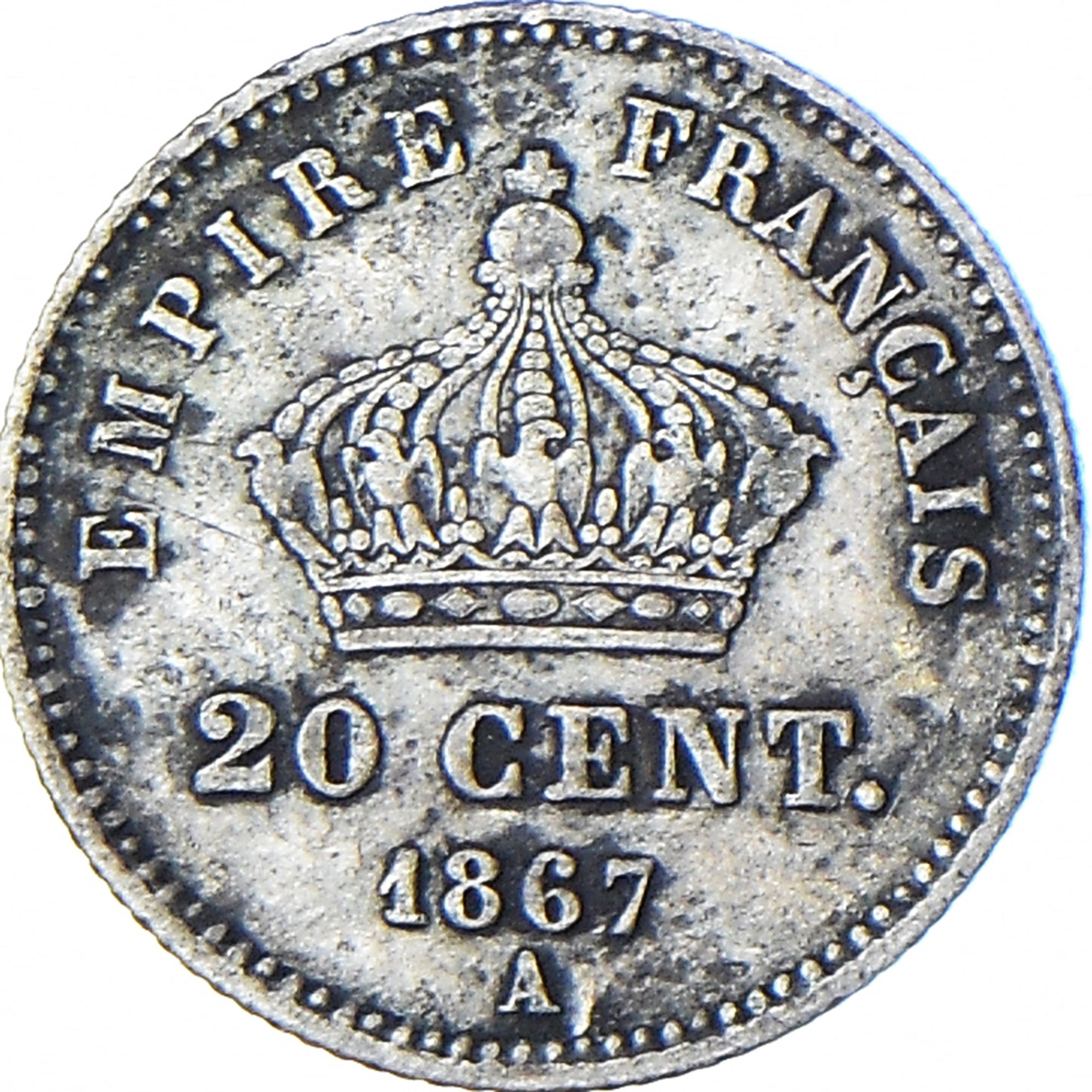 Coin, France, Napoleon III, 20 Centimes, 1867, Paris, VF(20-25), Silver