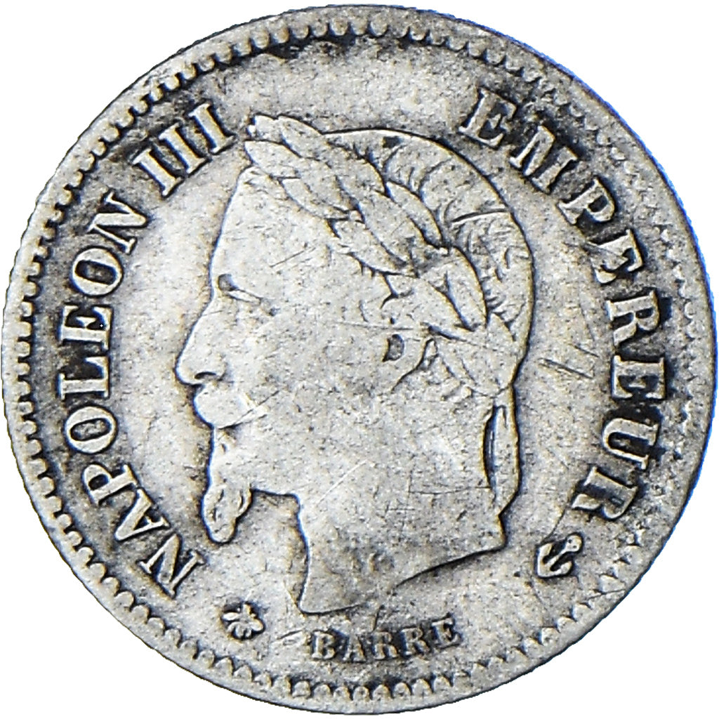 Moneta, Francia, Napoleon III, 20 Centimes, 1867, Paris, MB+, Argento, KM:808.1