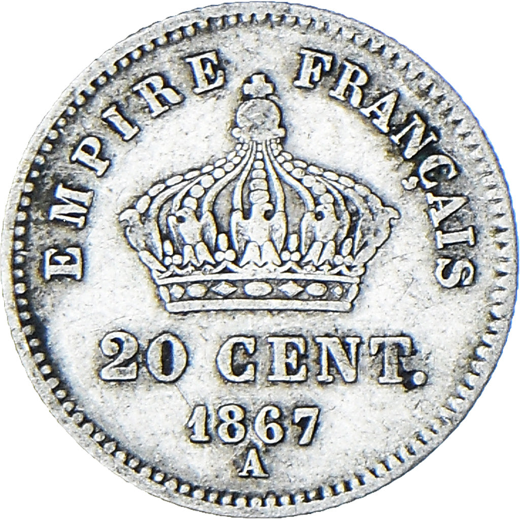Monnaie, France, Napoleon III, 20 Centimes, 1867, Paris, TB+, Argent