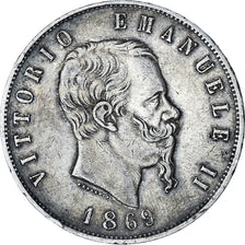 Moneta, Italia, Vittorio Emanuele II, 5 Lire, 1869, Milan, BB, Argento, KM:8.3