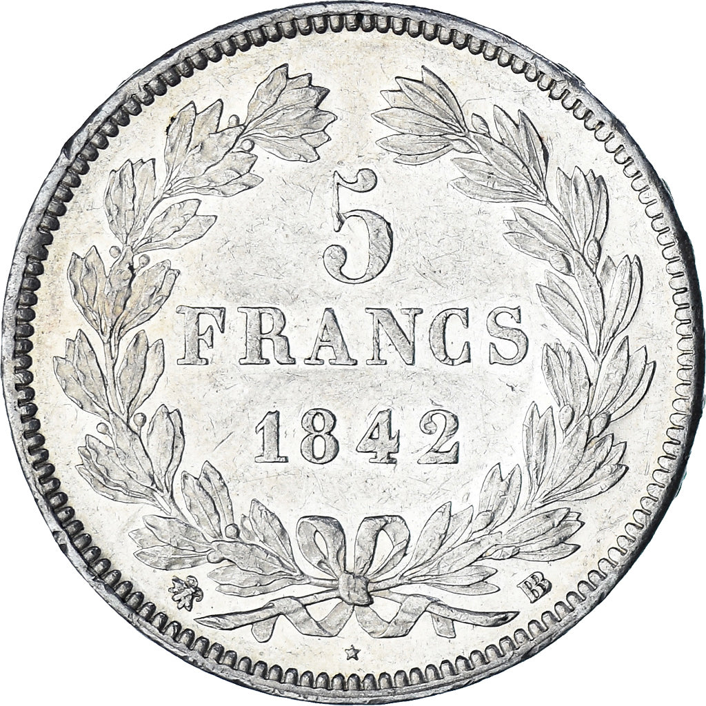 Coin, France, Louis-Philippe, 5 Francs, 1842, Strasbourg, AU(50-53), Silver