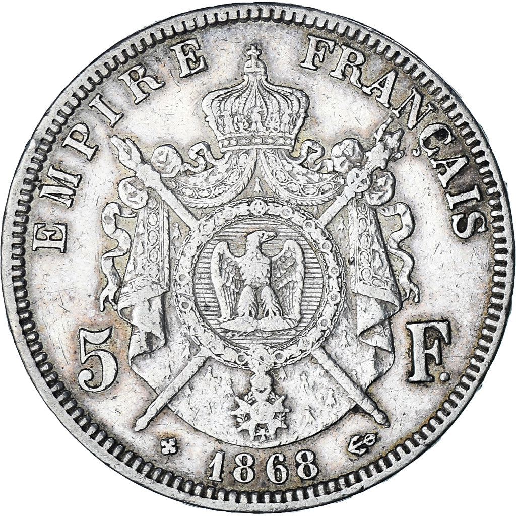 Coin, France, Napoleon III, 5 Francs, 1868, Paris, EF(40-45), Silver, KM:799.1