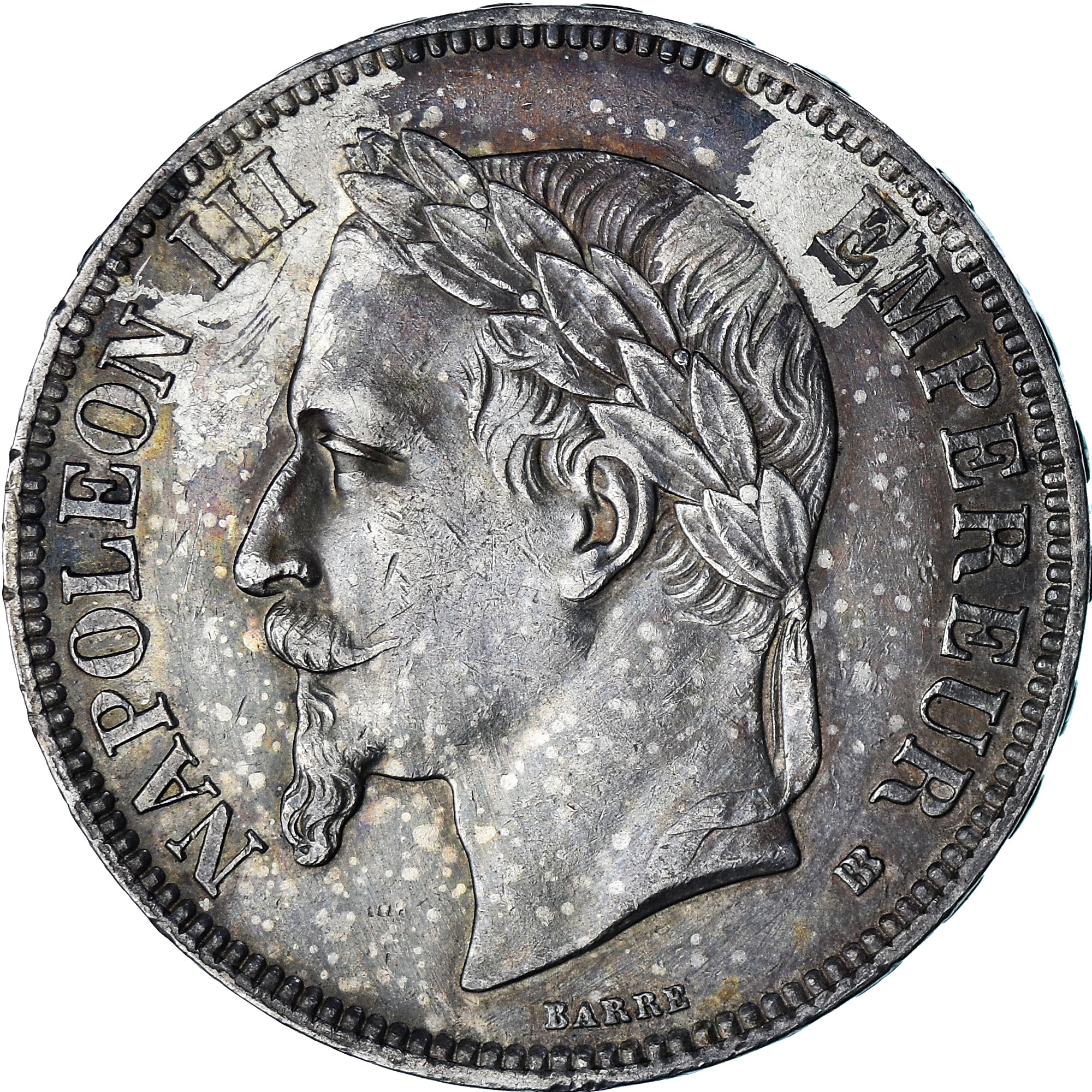 Munten, Frankrijk, Napoleon III, 5 Francs, 1868, Paris, ZF+, Zilver, KM:799.1