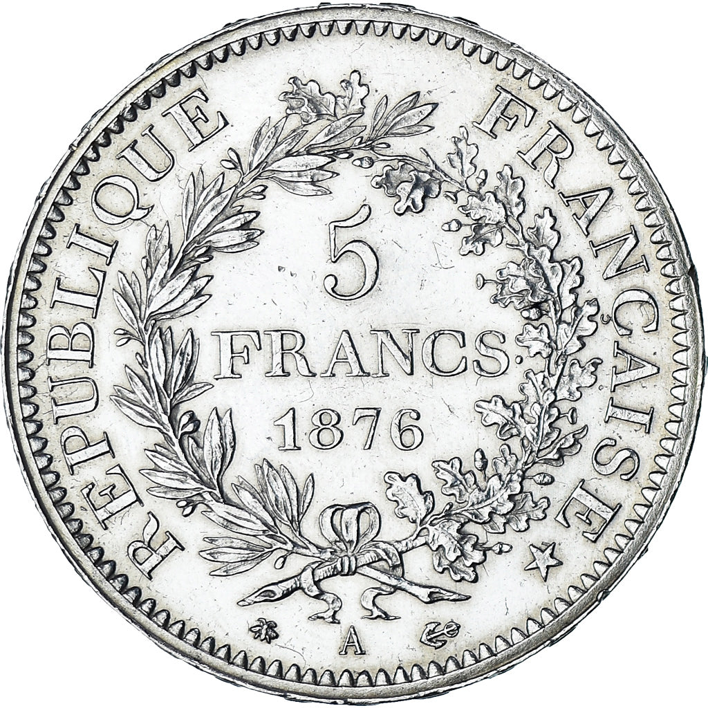 Coin, France, Hercule, 5 Francs, 1876, Paris, AU(55-58), Silver, KM:820.1