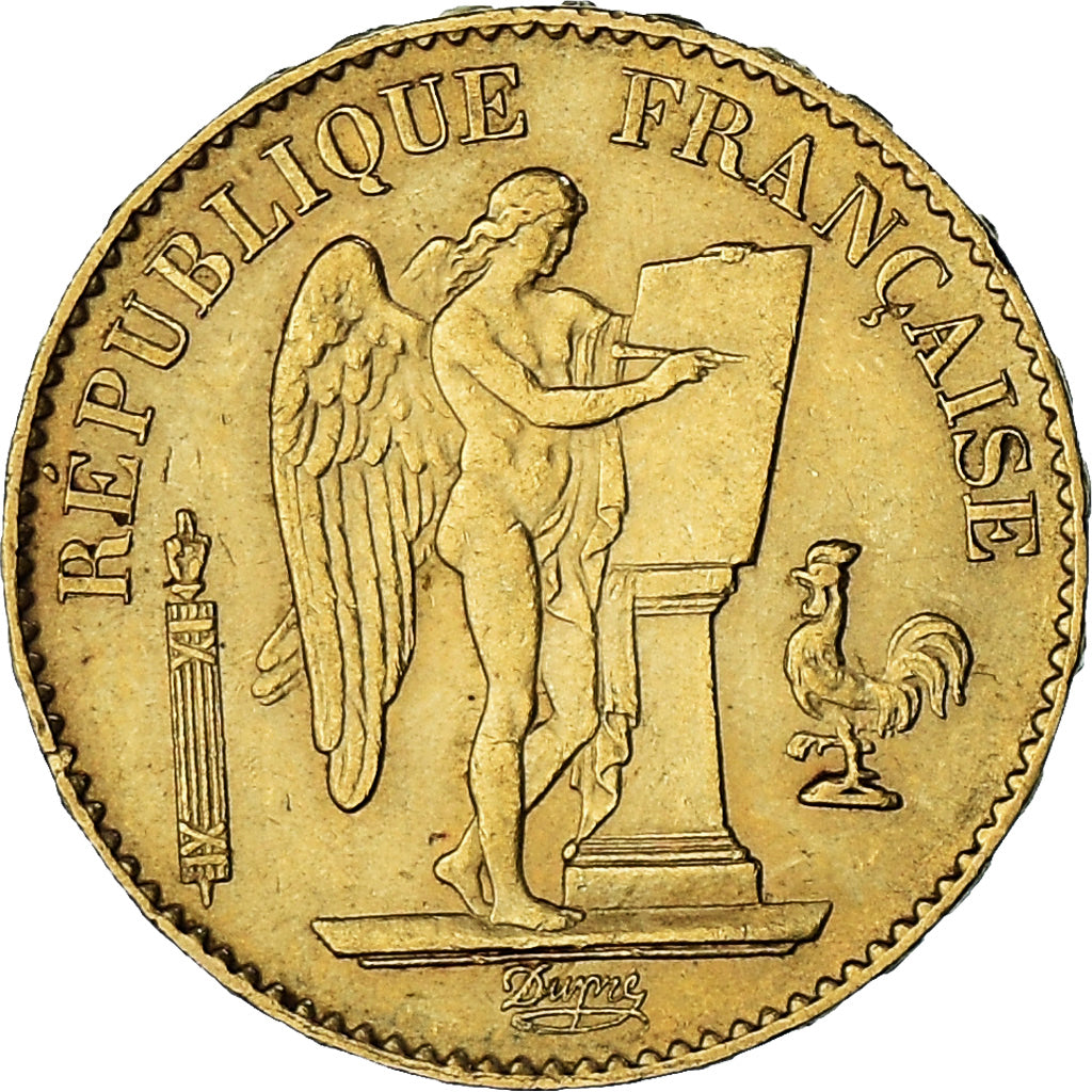 Moneda, Francia, Génie, 20 Francs, 1887, Paris, MBC+, Oro, KM:825, Gadoury:1063