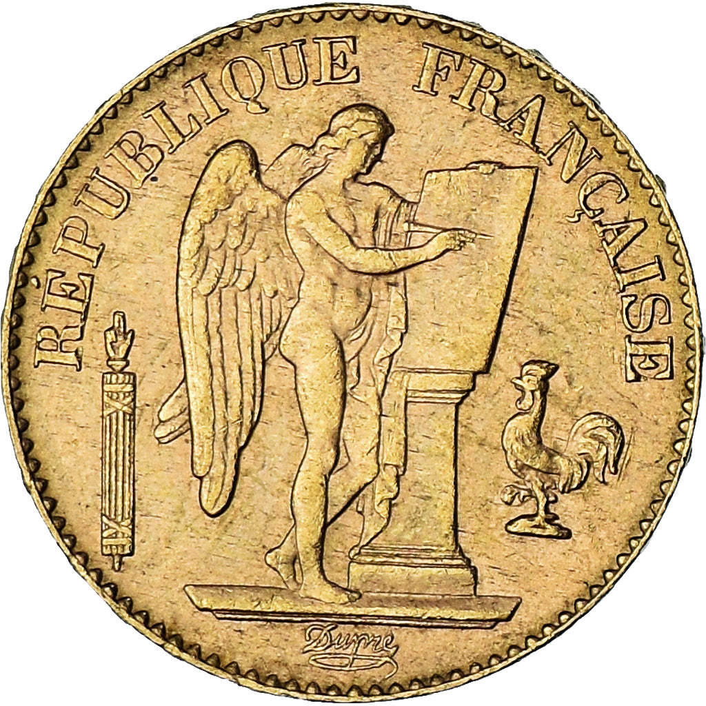 Moneta, Francja, Génie, 20 Francs, 1897, Paris, AU(50-53), Złoto, KM:825
