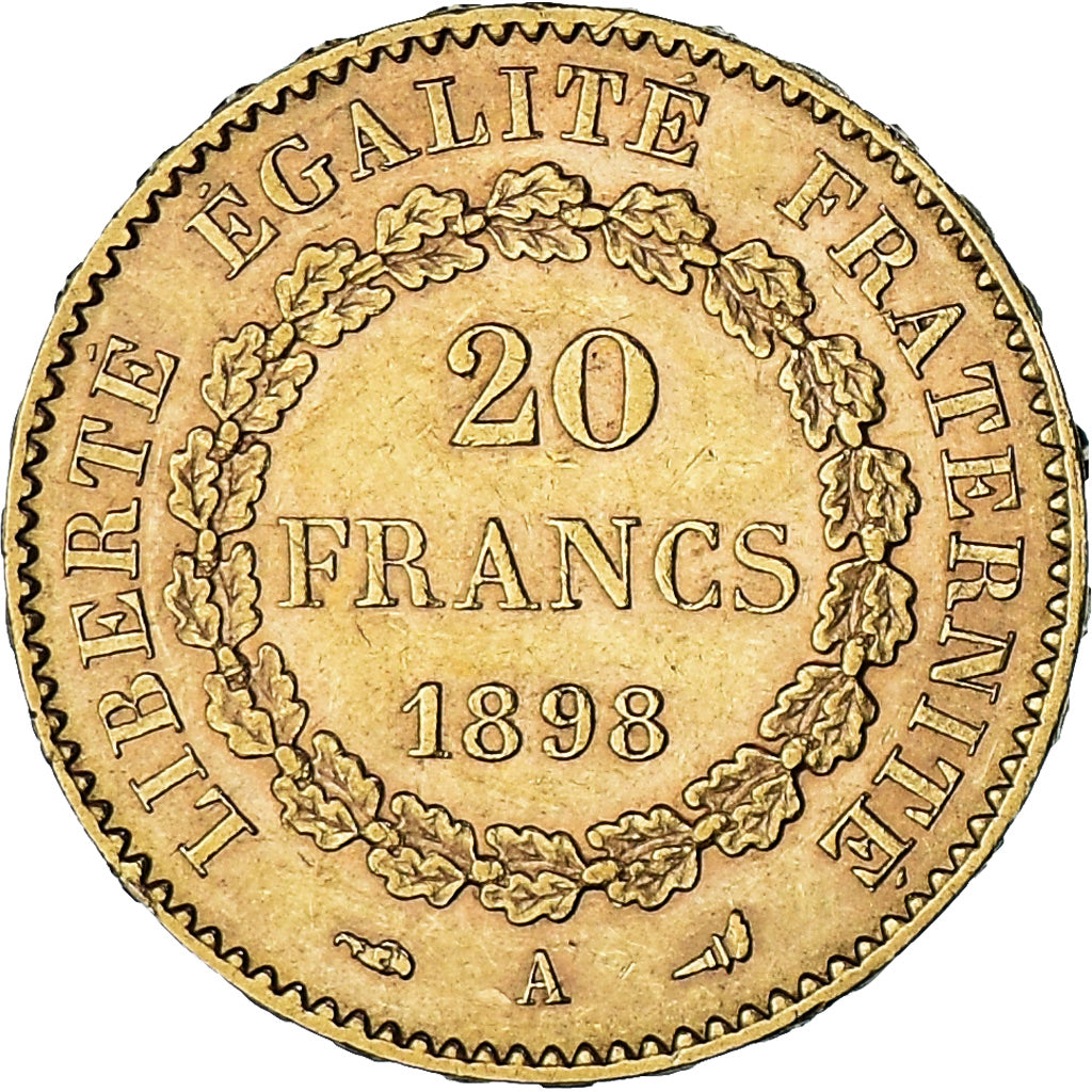 Coin, France, Génie, 20 Francs, 1898, Paris, AU(50-53), Gold, KM:825