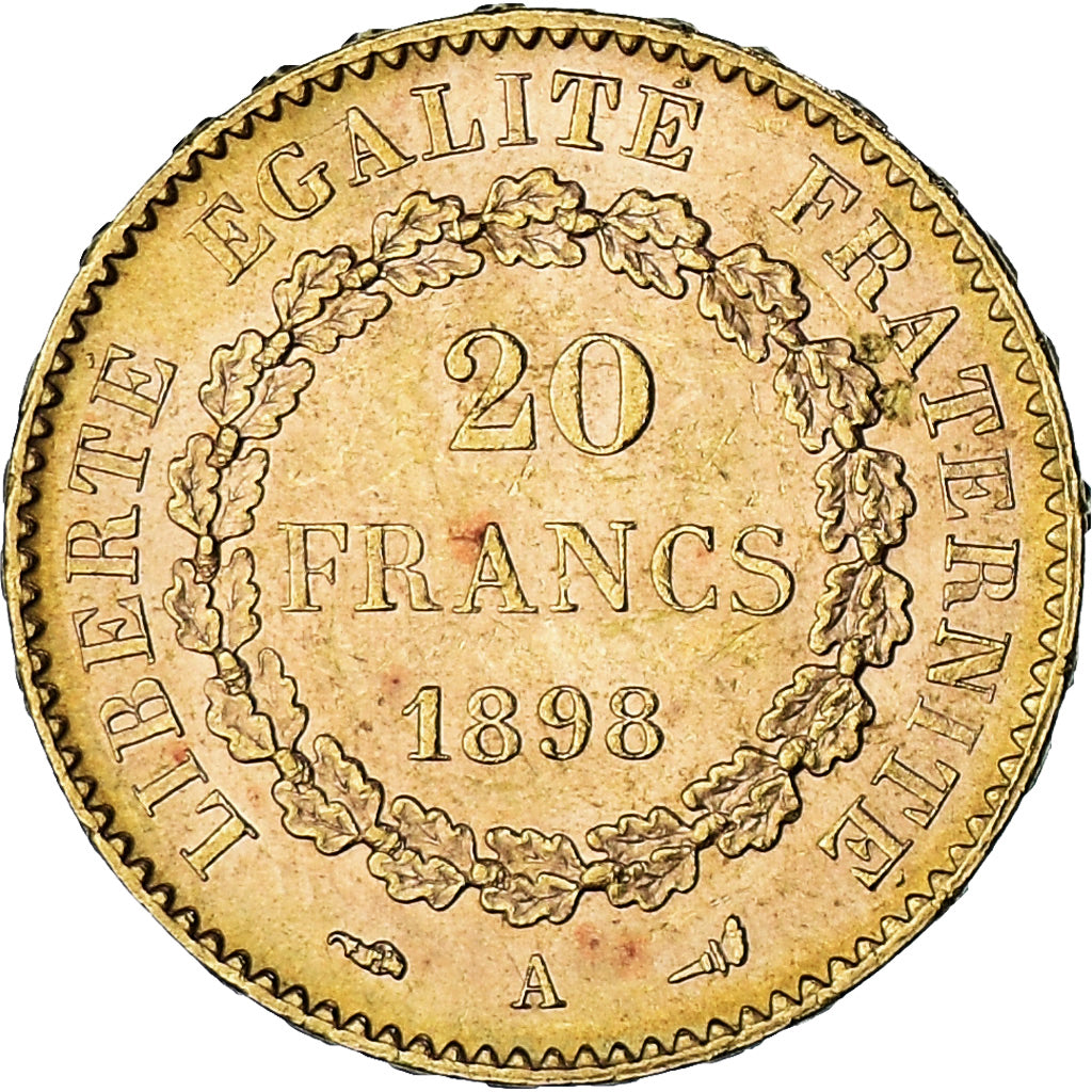 Munten, Frankrijk, Génie, 20 Francs, 1898, Paris, PR, Goud, KM:825
