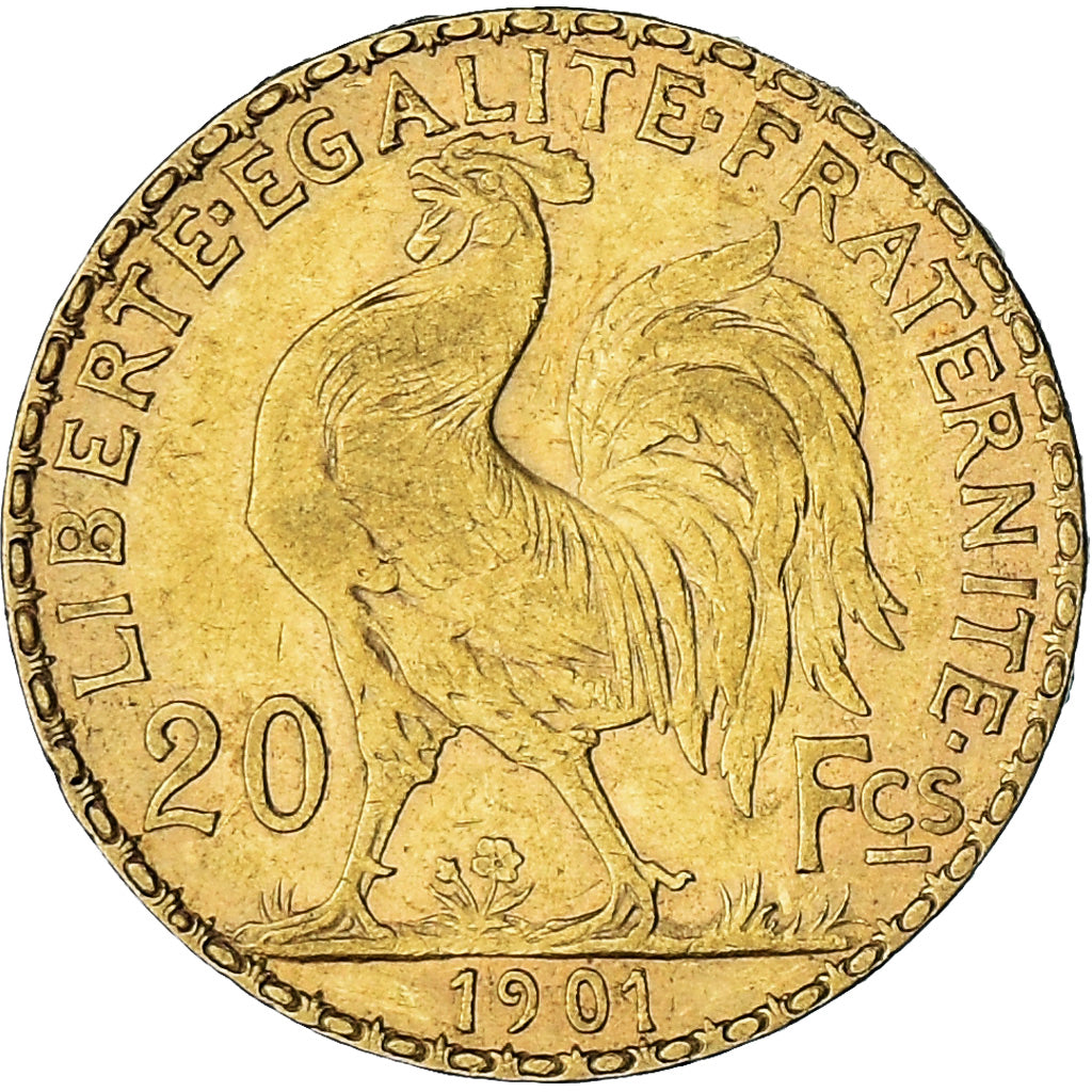 Moneda, Francia, Marianne, 20 Francs, 1901, Paris, MBC+, Oro, KM:847