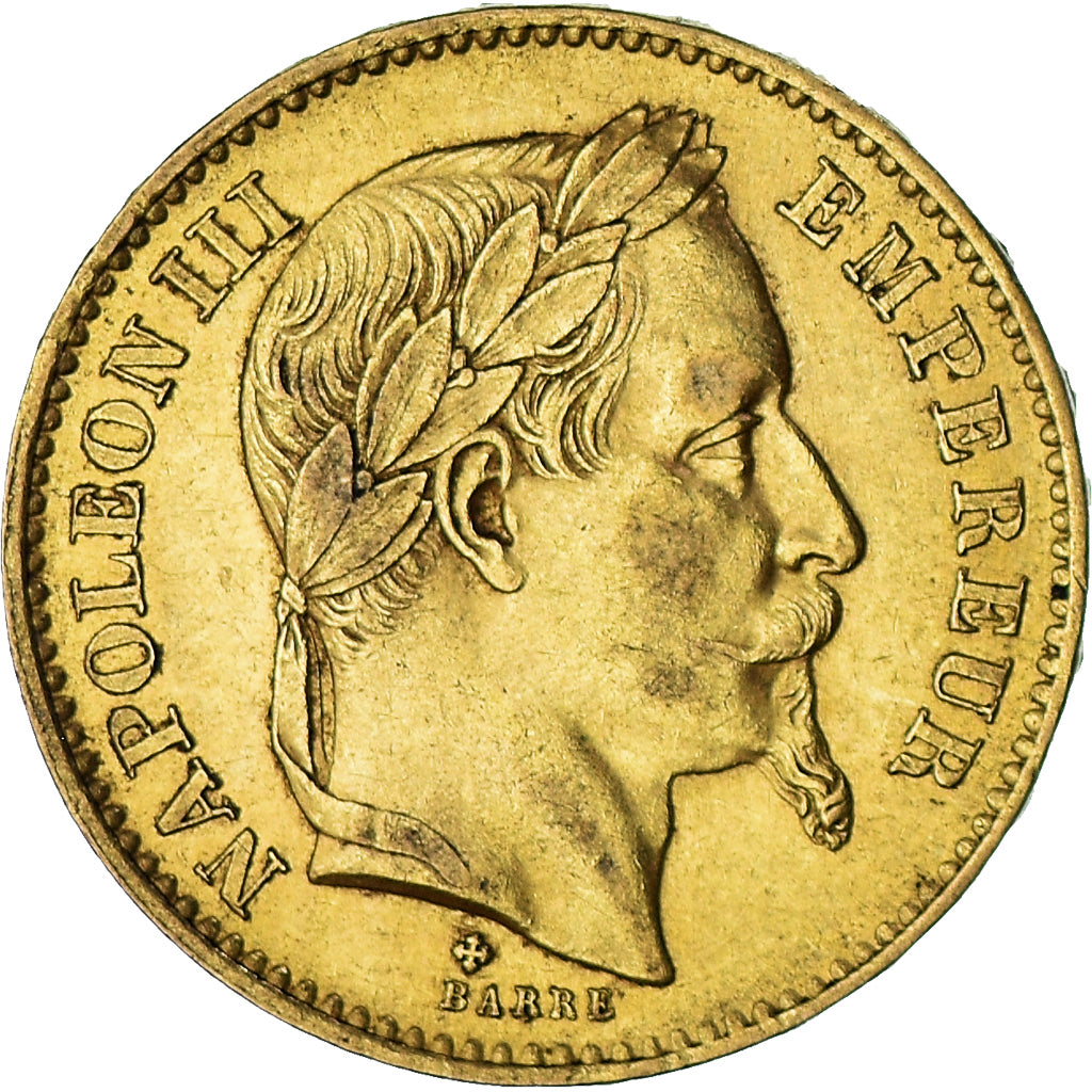 Coin, France, Napoleon III, 20 Francs, 1866, Strasbourg, AU(50-53), Gold