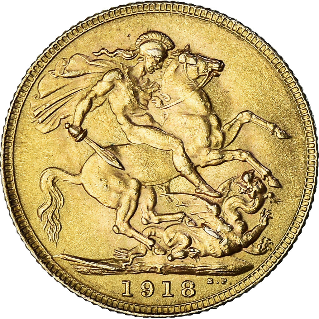 Munten, INDIA-BRITS, George V, Sovereign, 1918, Bombay, PR+, Goud, KM:525A