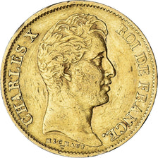 Moneta, Francia, Charles X, 40 Francs, 1830, Paris, MB+, Oro, KM:721.1