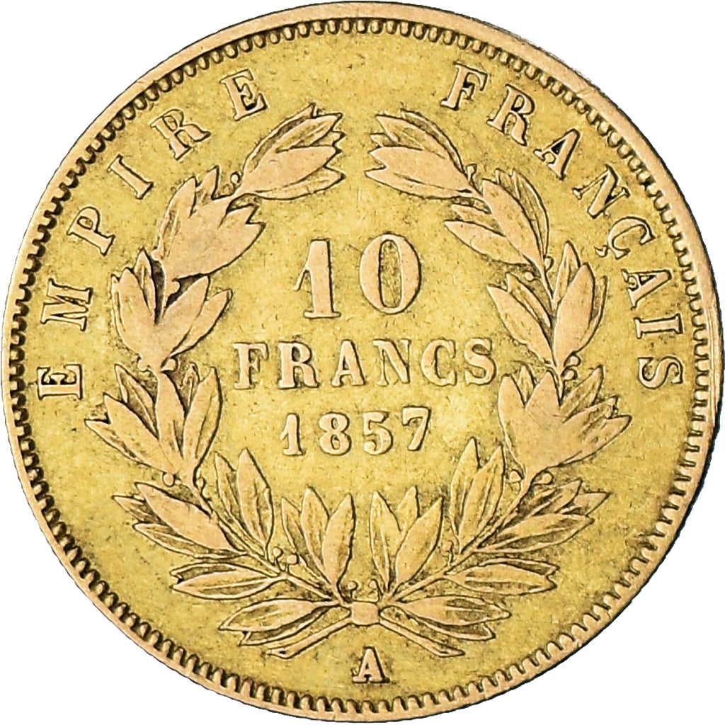 Moneta, Francja, Napoleon III, 10 Francs, 1857, Paris, VF(30-35), Złoto