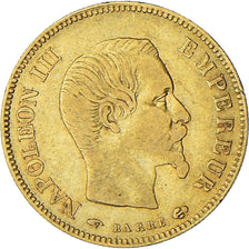 Moeda, França, Napoleon III, 10 Francs, 1858, Paris, VF(30-35), Dourado