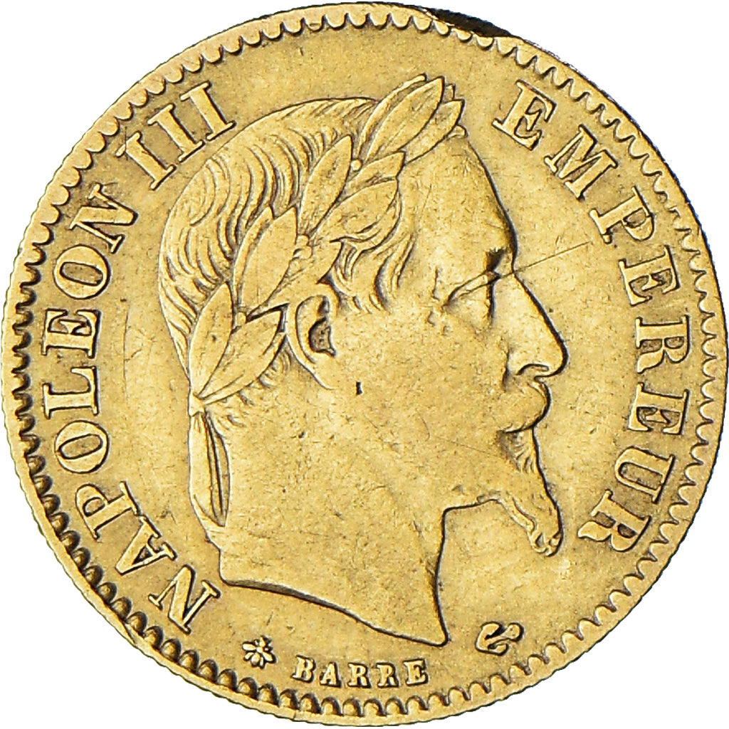Moeda, França, Napoleon III, 10 Francs, 1863, Paris, VF(30-35), Dourado