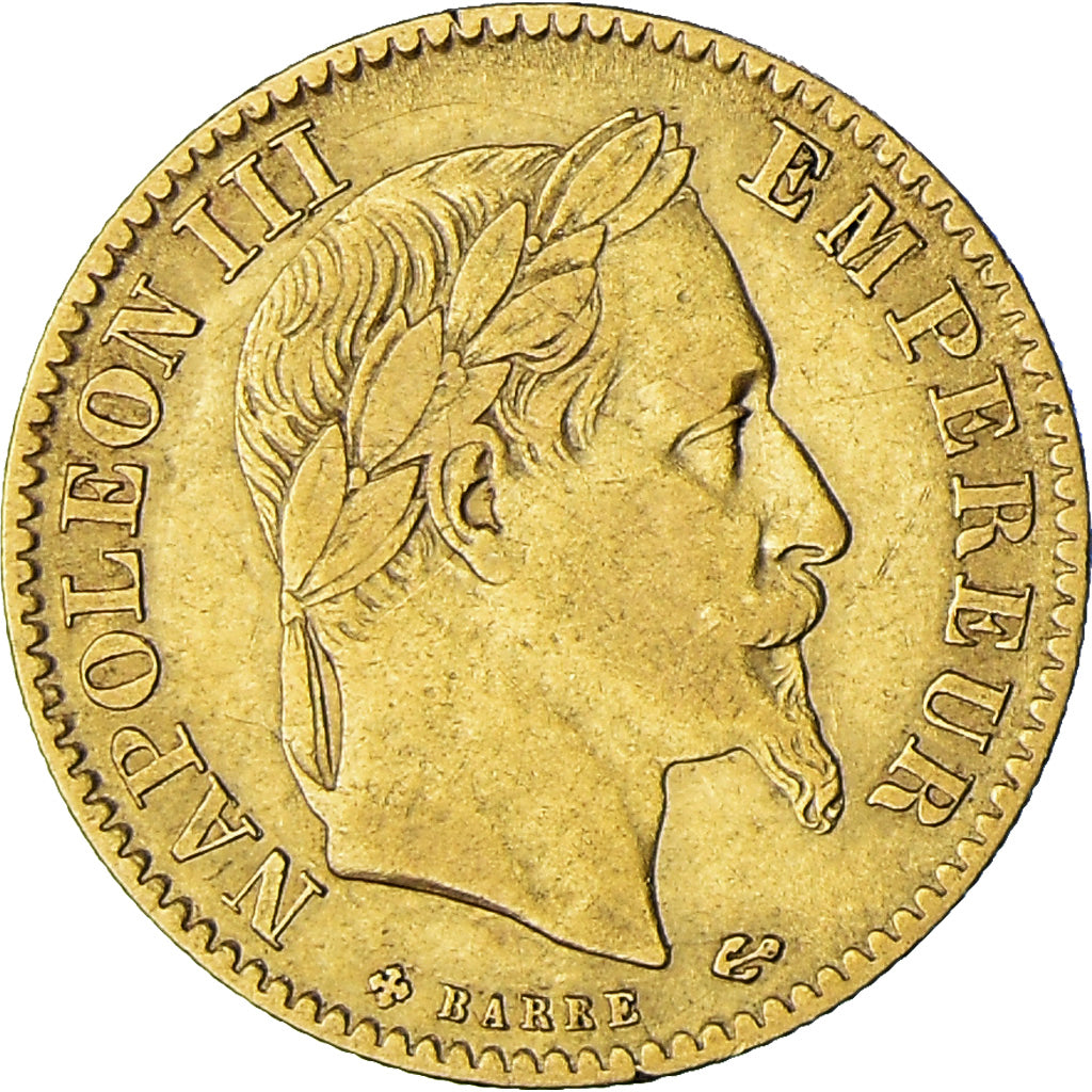Munten, Frankrijk, Napoleon III, 10 Francs, 1866, Strasbourg, ZF, Goud