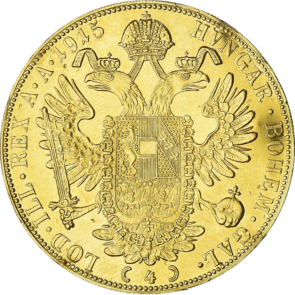 Moneta, Austria, Franz Joseph I, 4 Ducat, 1915, Vienne, Official restrike, BB+