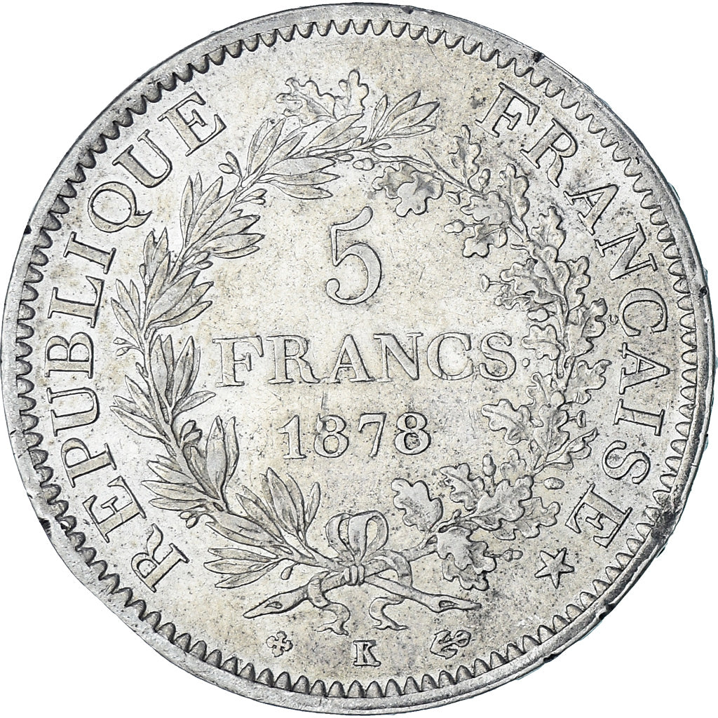 Coin, France, Hercule, 5 Francs, 1878, Bordeaux, AU(50-53), Silver, KM:820.2