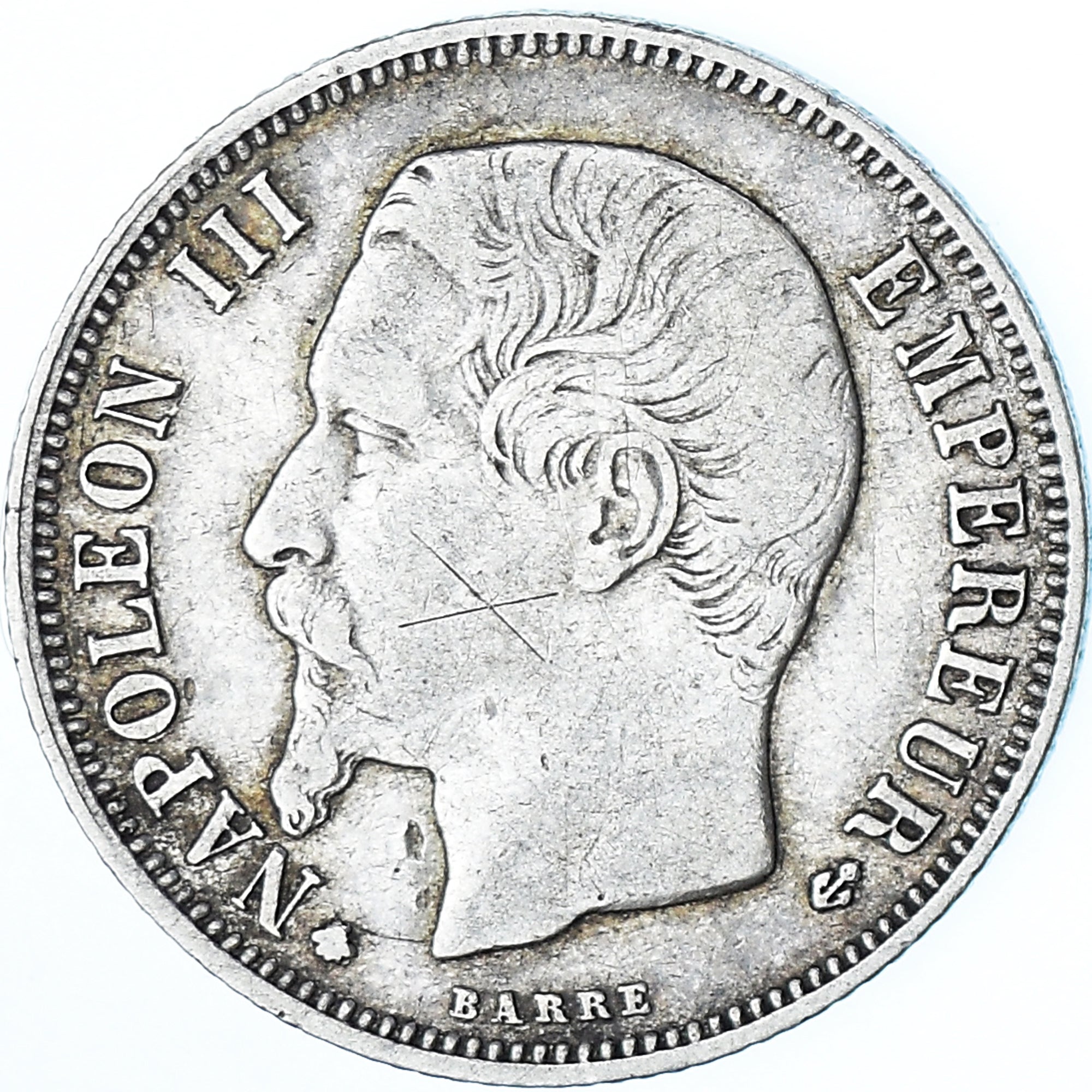 Munten, Frankrijk, Napoleon III, Franc, 1856, Strasbourg, ZF, Zilver, KM:779.2