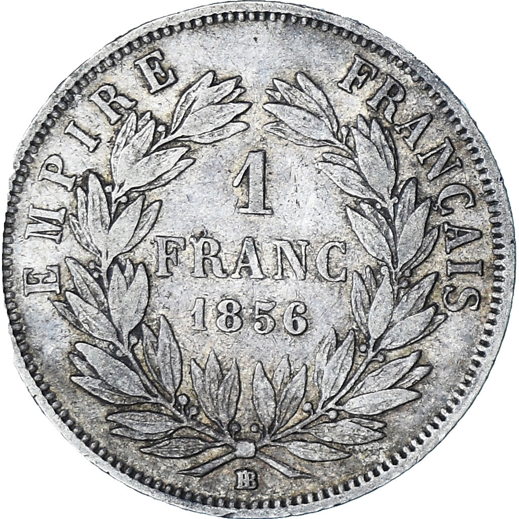 Munten, Frankrijk, Napoleon III, Franc, 1856, Strasbourg, ZF, Zilver, KM:779.2