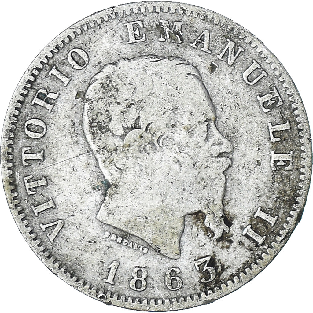 Coin, Italy, Vittorio Emanuele II, Lira, 1863, Milan, VF(20-25), Silver, KM:5a.1