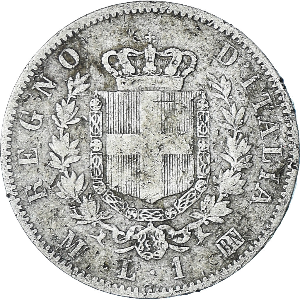 Coin, Italy, Vittorio Emanuele II, Lira, 1863, Milan, VF(20-25), Silver, KM:5a.1