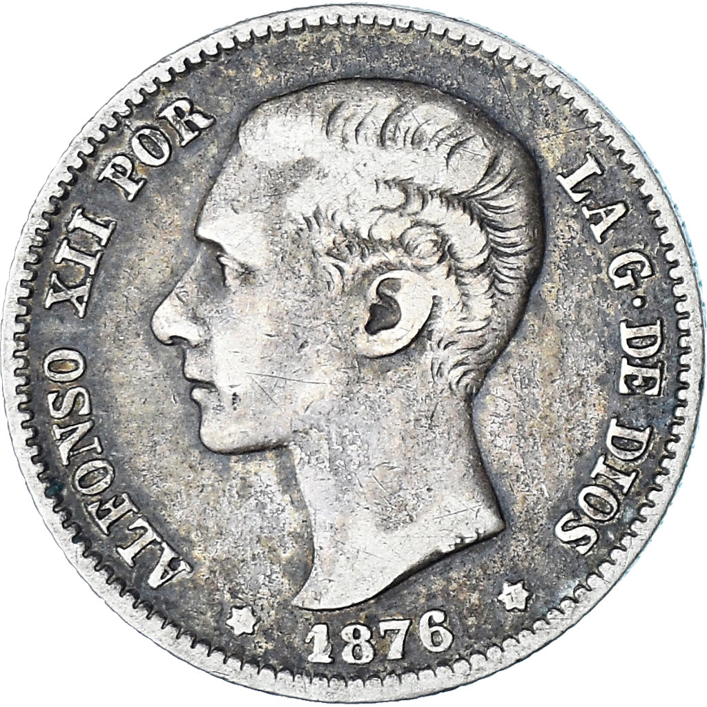 Coin, Spain, Alfonso XII, Peseta, 1876, Madrid, VF(20-25), Silver, KM:672